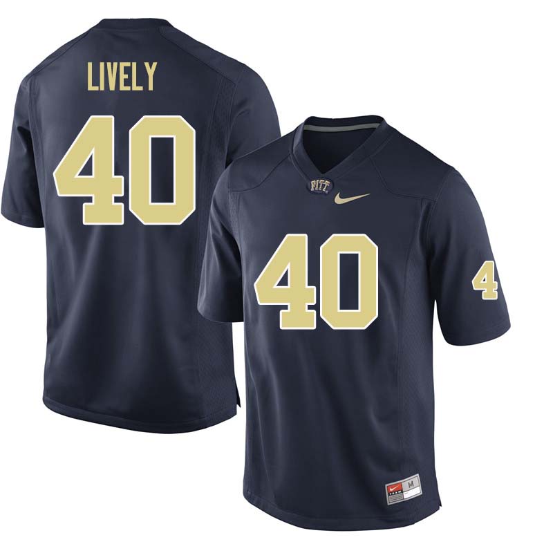 Men #40 Colton Lively Pittsburgh Panthers College Football Jerseys Sale-Navy